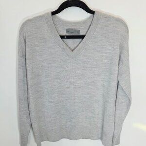 Icebreaker 100% Wool Shearer V-Neck Charcoal Heather Women's Sweater Size XS